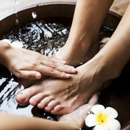 Closeup of a foot spa